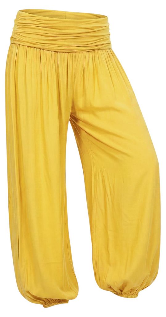 Haremshose Damen Yogahose weite Flatterhose unifarben Sommerhose 36-44 Gummizug