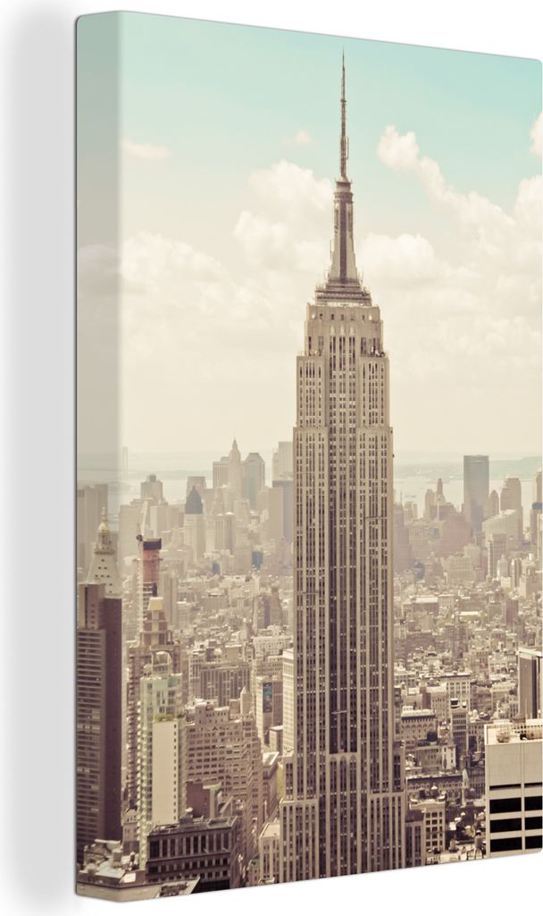 OneMillionCanvasses - Leinwandbilder - 90x140 cm, Blick auf das Empire State Building mit einem altmodischen Thema, Wandbilder Kunstdruck Wanddek...