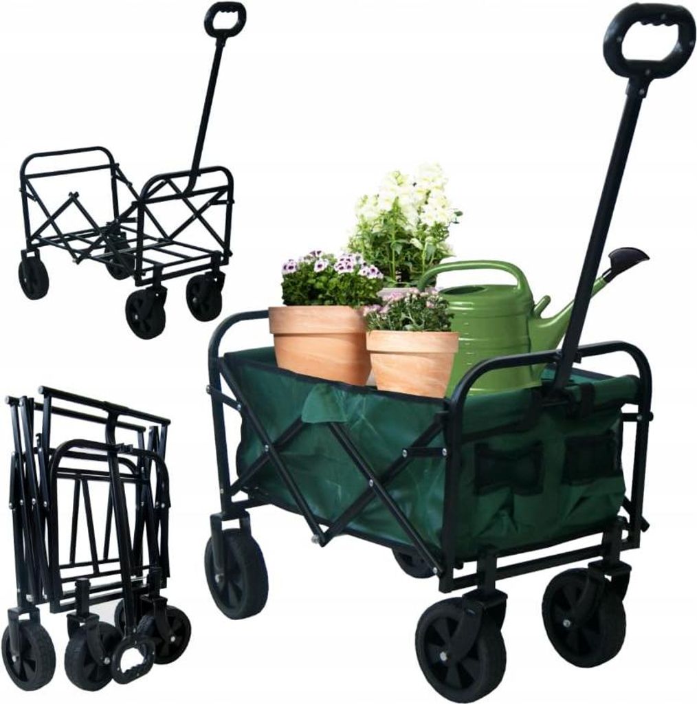 BDW, Bollerwagen, Strandwagen, Faltbarer Transportwagen, 120 l, Grün, 45x60x16cm