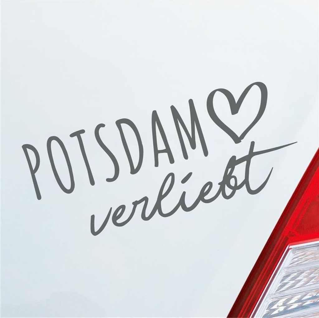 Auto Aufkleber Potsdam verliebt Herz Stadt Heimat Liebe Car 19x8 cm Grau Sticker Heckscheibenaufkleber