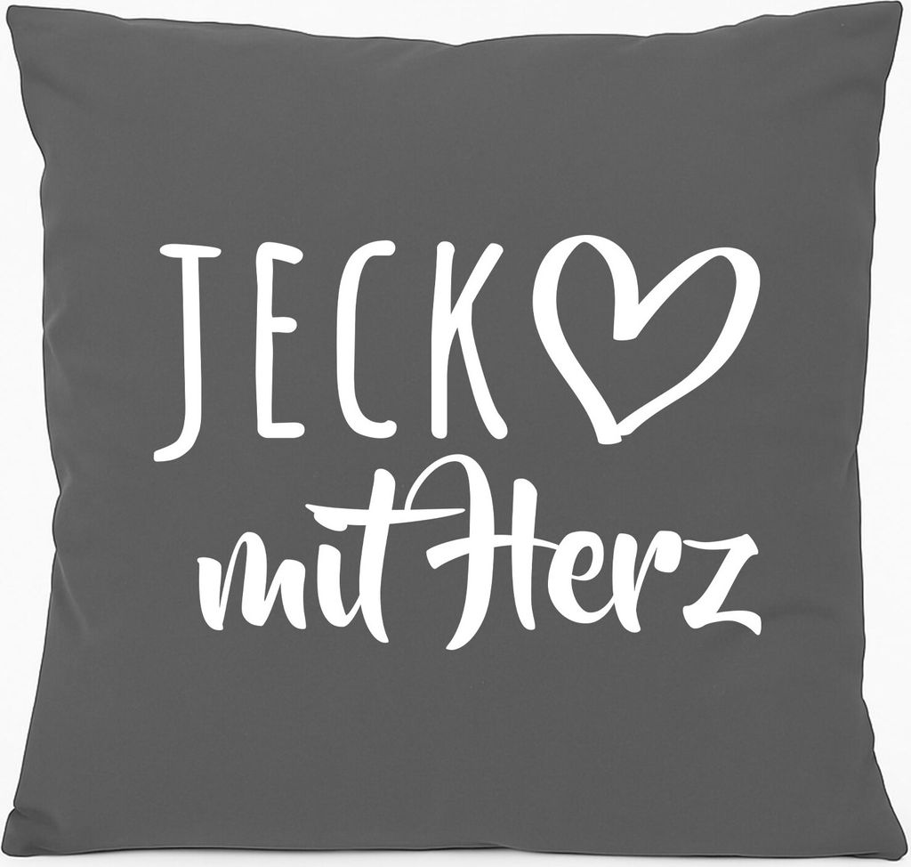 Huuraa Kissen Jeck mit Herz 40x40cm mit Füllung Steel Grey Baumwolle Dekokissen Geschenkidee