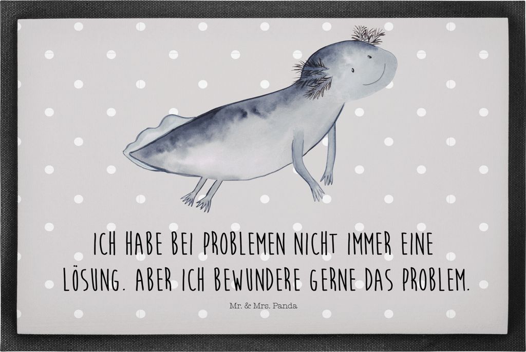 Mr. & Mrs. Panda Fußabtreter Axolotl Schwimmen 50 x 75 cm - Grau Pastell - Geschenk, abstreifer, fußmatte, Motivation, Schmutzfangteppich, Fussma...