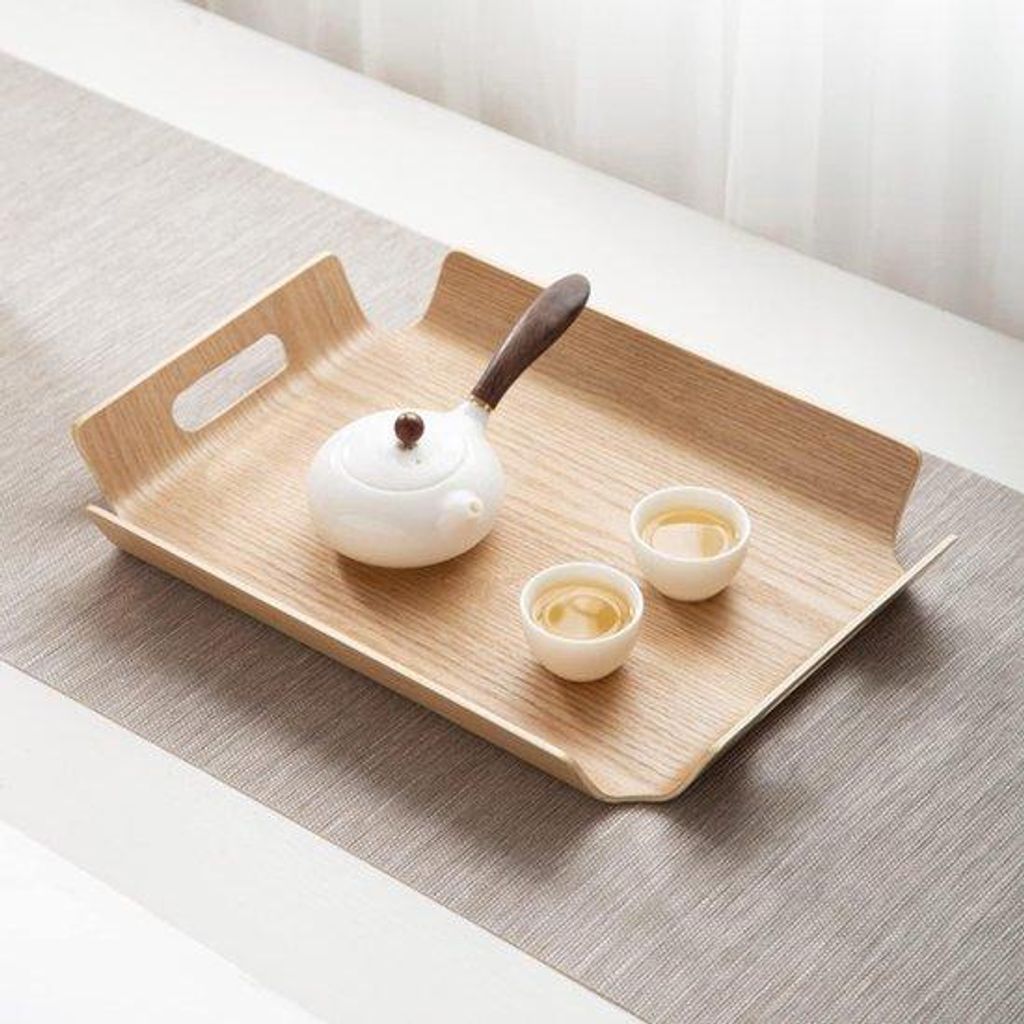 Bamboo Dienblatt Rechteckig Gebogen 44 x 33 cm Handgefertigt