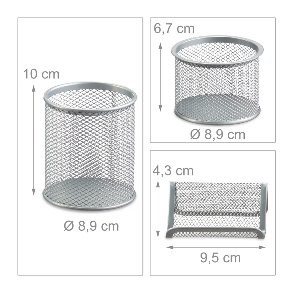 Set de bureau design mesh Relaxdays 6 éléments de rangement solides