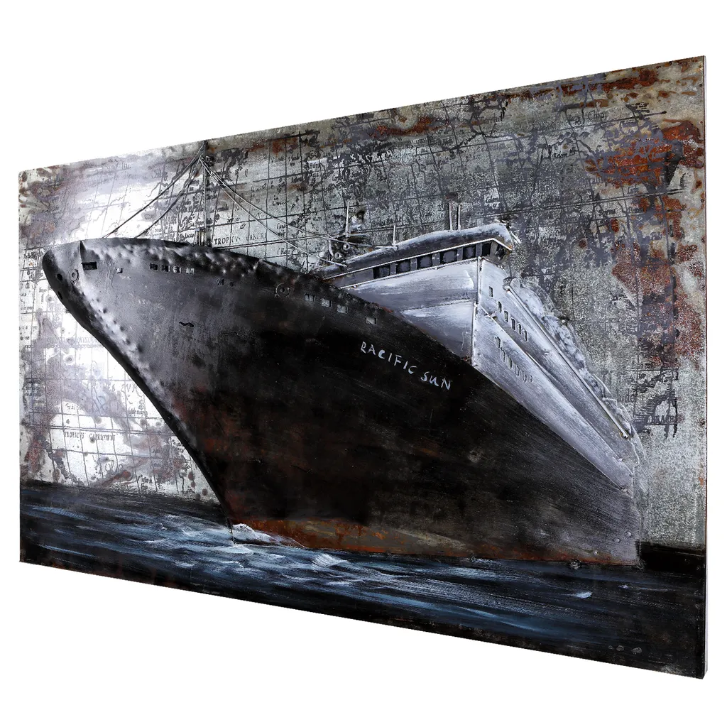 Tableau Industriel Bateau pour Salon - Déco Métal Faite Main 120 cm - 4