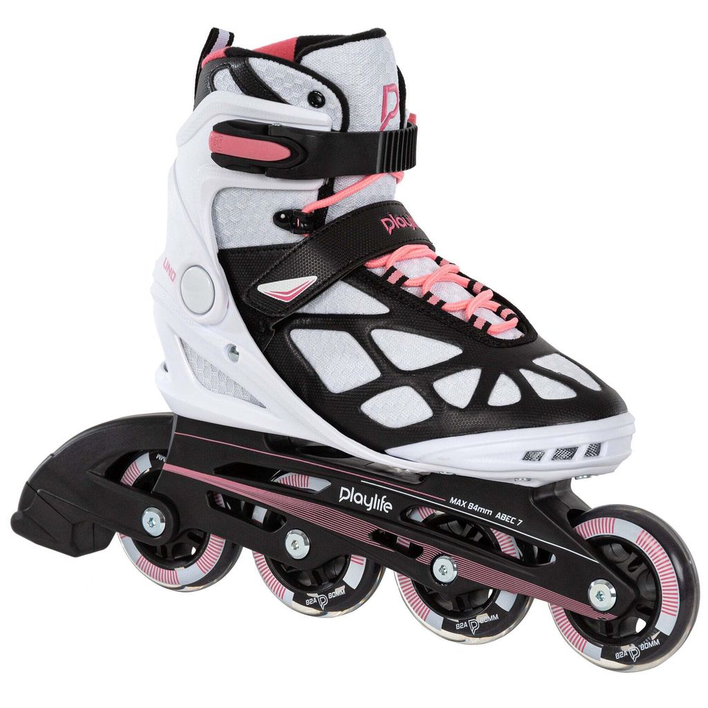 Playlife Inline Skates Uno Pink 80, Schwarz/Weiß/Pink, für Damen, 80mm/82A Rollen, ABEC 7 Kugellager, art. nr.: 880260