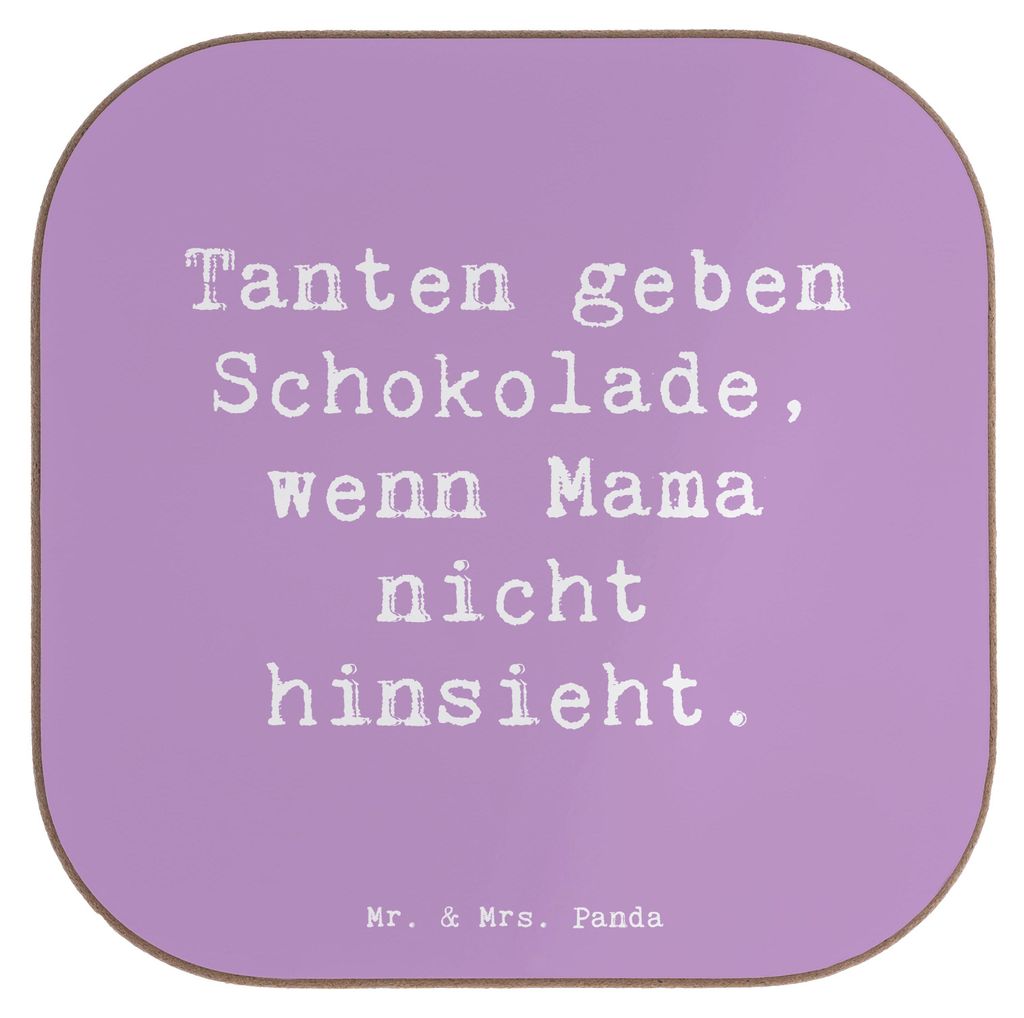 Mr. & Mrs. Panda Untersetzer Glas Spruch Tante Schokolade - Lavendeltraum - Geschenk, herzerwärmende Sprüche, Neffe, Verwandtschaft, Tasse, einzi...