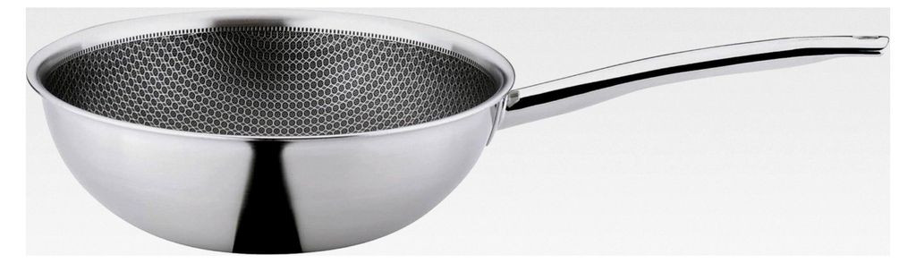 Vulcano Cut Resist PURE Ø 28 cm, Wokpfanne, Edelstahl, Antihaftbeschichtet, 100% PFAS-frei, Induktionsgeeignet, 5-lagiges Mehrschichtmaterial, Kra...