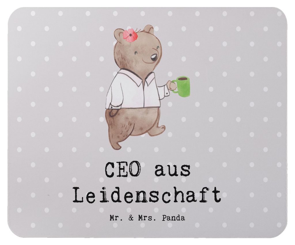 Mr. & Mrs. Panda Mauspad CEO Leidenschaft - Grau Pastell - Geschenk, Mousepad, Leiter, Chef, Spruch, Lustig, Mouse Pad, pc mausunterlage, Bester, l...