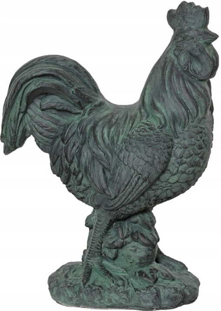 Gartenfigur Hahn 21x38x50cm Dekorativ antik grün
