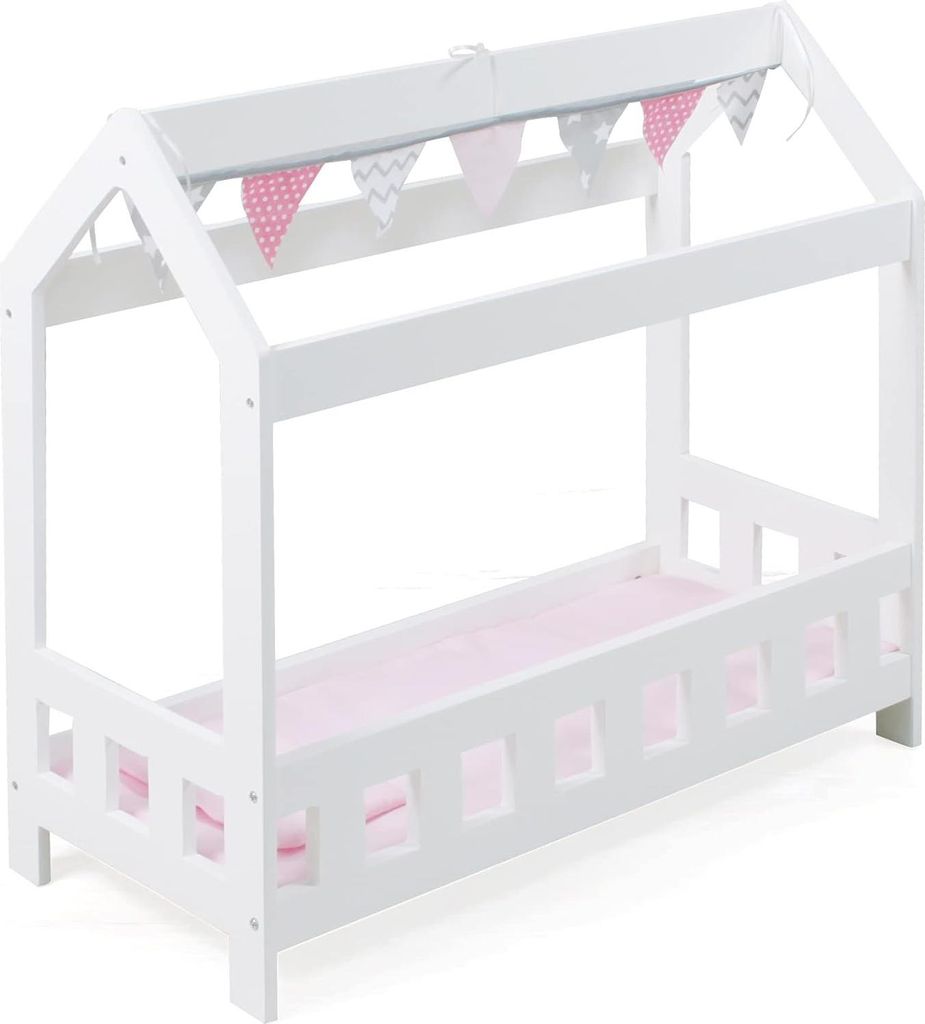 Poppenbett Cabinbett 3 Jahre bis 8 Jahre - Sterne Grau - 56 x 25 x 54 cm Puppenstuhl