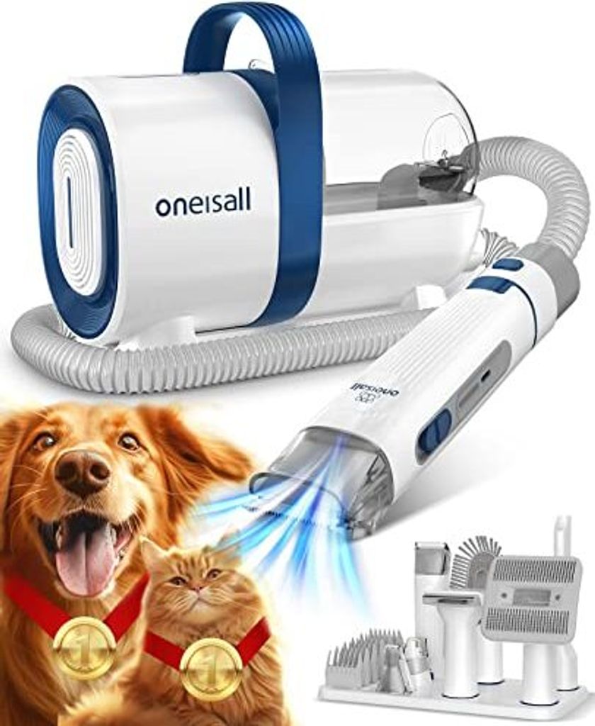 Eineisall Hund Clipper Vakuumreiniger, Supersaugkraft 12000 Pa saugt 99,99% Haustier Haar, ruhiger Clipper, Katzenhaarschneider 7 Pflegewerkzeuge