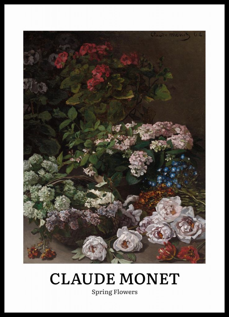 Plakat 50x70cm Design Frühlingsblumen, Monet Vintage für das Wohnzimmer