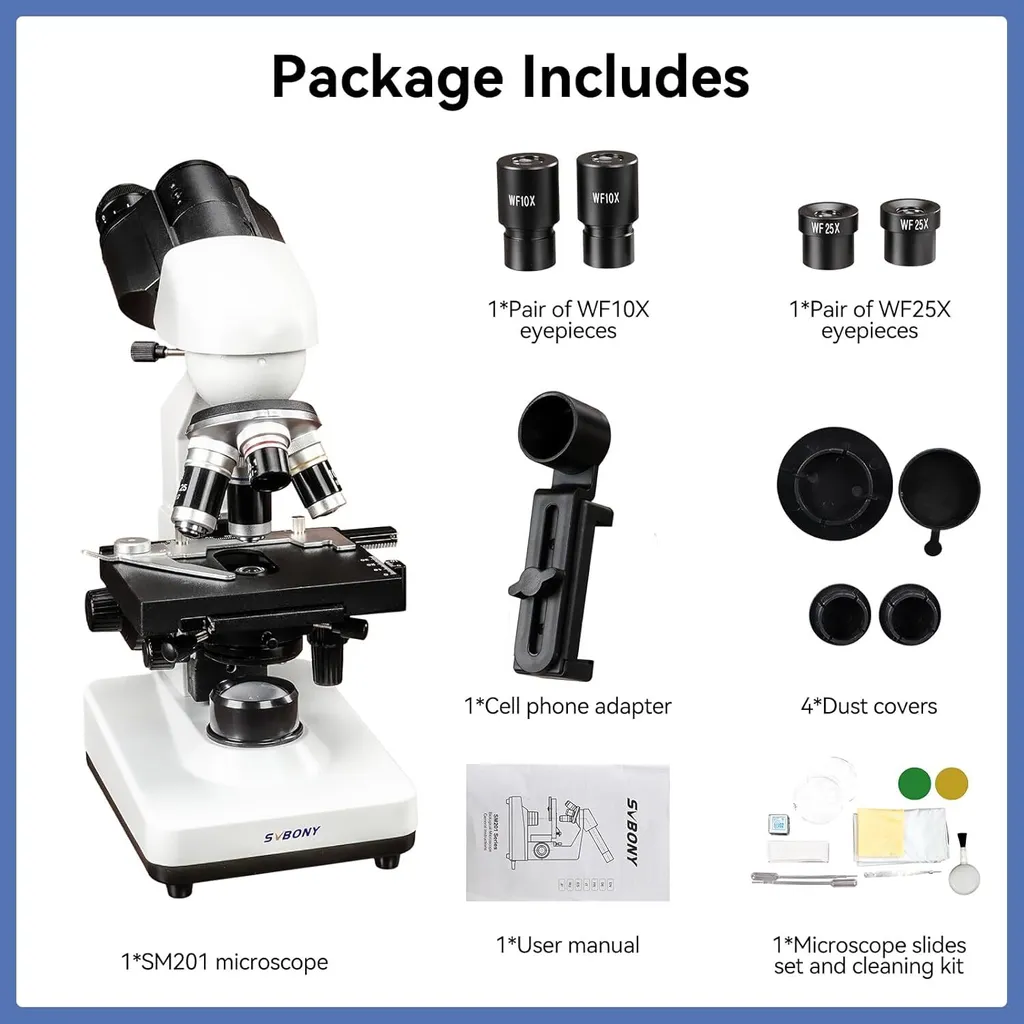 Microscope Svbony SM201 2500X : Vision Nette et Précision pour Labo LED - 8