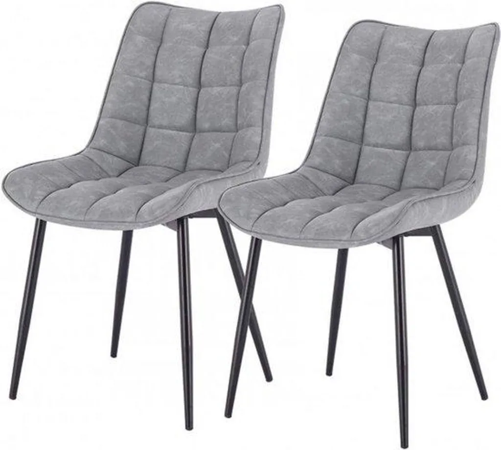 Chaises de salle à manger lot de 2 en simili cuir gris clair modernes