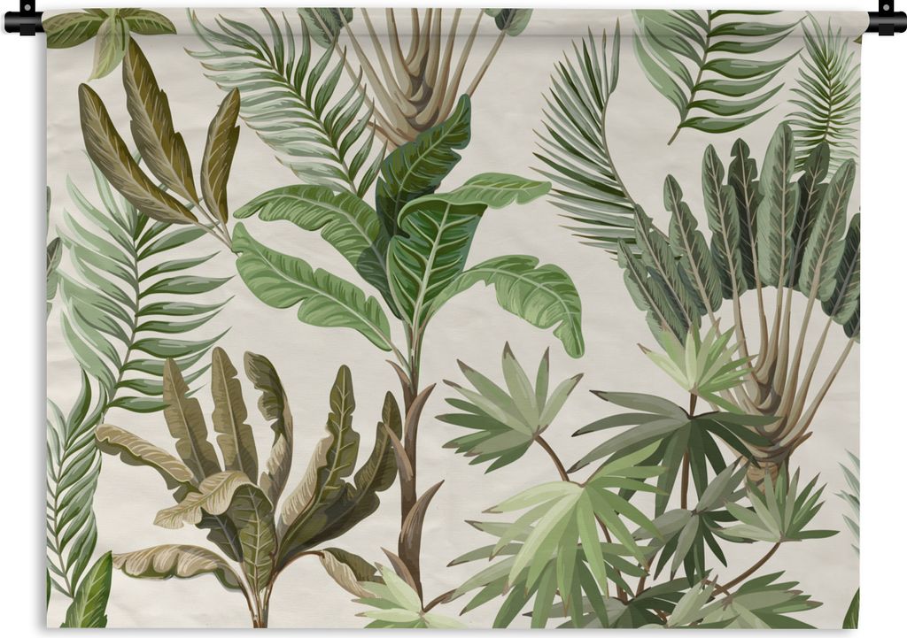 MuchoWow Wandteppich Wandbehang Dschungel - Palme - Bananenstaude - Kinder - Natur - Pflanzen 60x45 cm Tapisserie Dekoration Wandtuch - Das Schla...