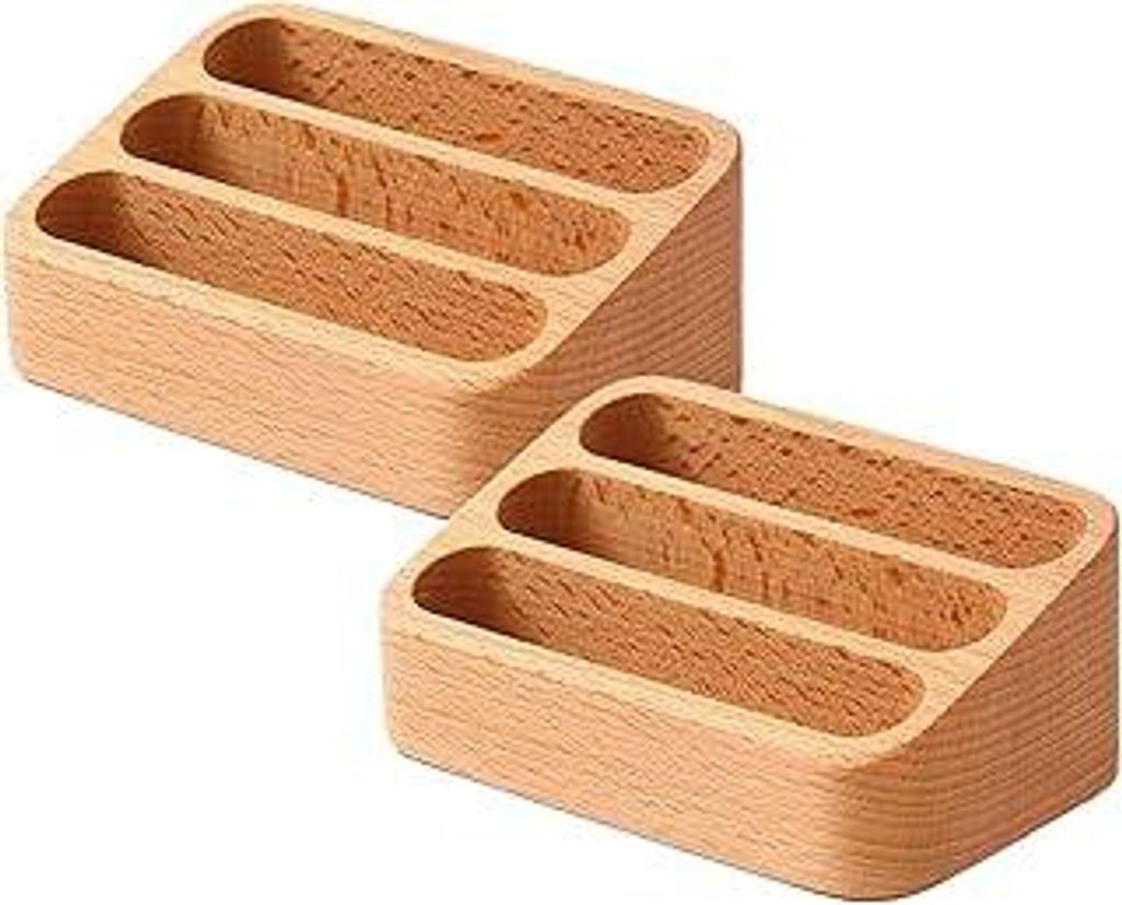 chenxichuzhao Visitenkarten organizer holz 2 Stück Desktop Visitenkartenbox Visitenkartenmappe Dreischichtiger Aufbau für Büro, Salon, Tischplat...