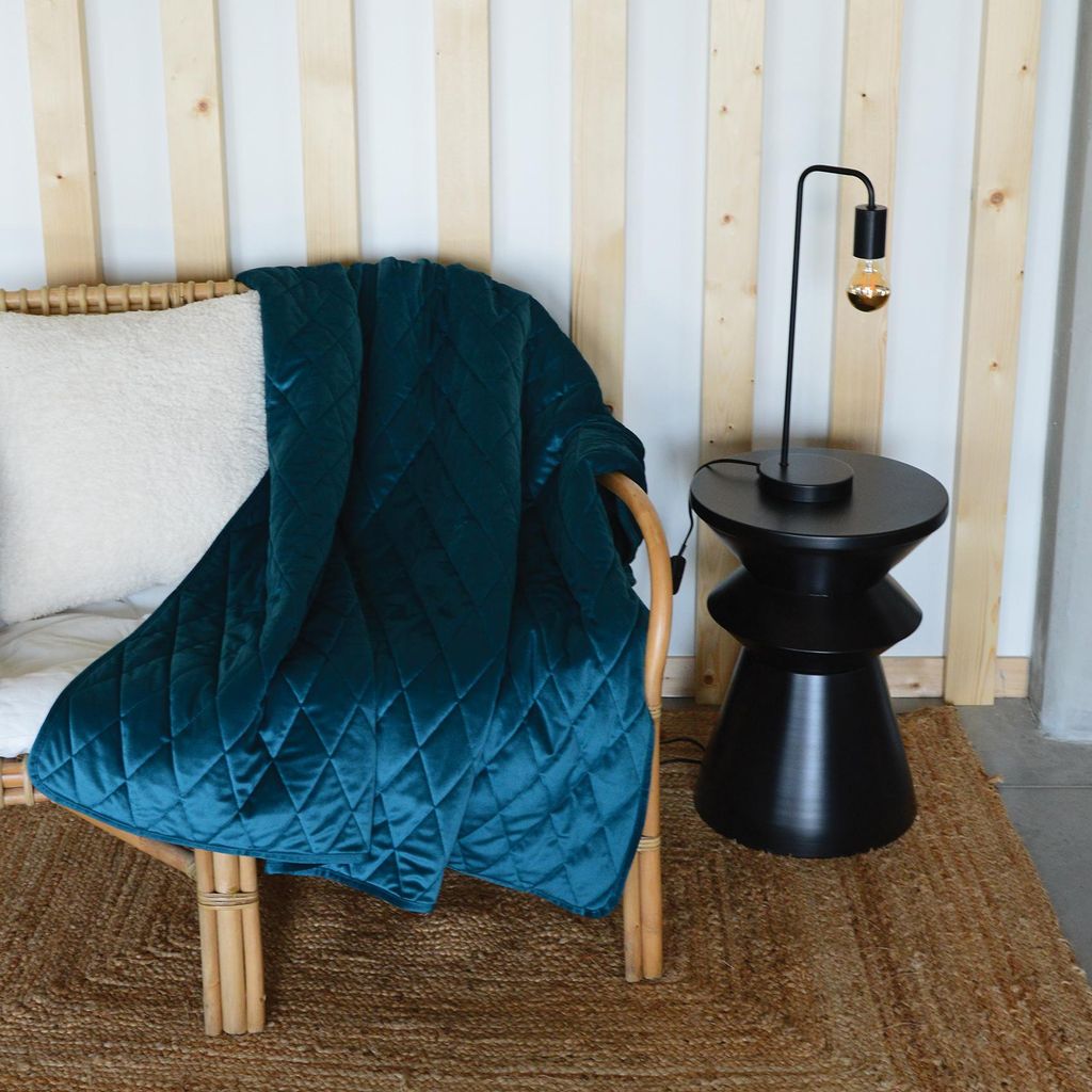 Plaid Sofa aus gestepptem Samt