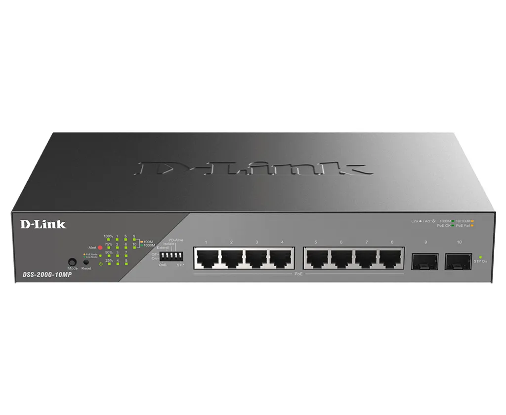 Switch de Surveillance PoE 130W D-Link DSS-200G-10MP/E 10 Ports Gigabit