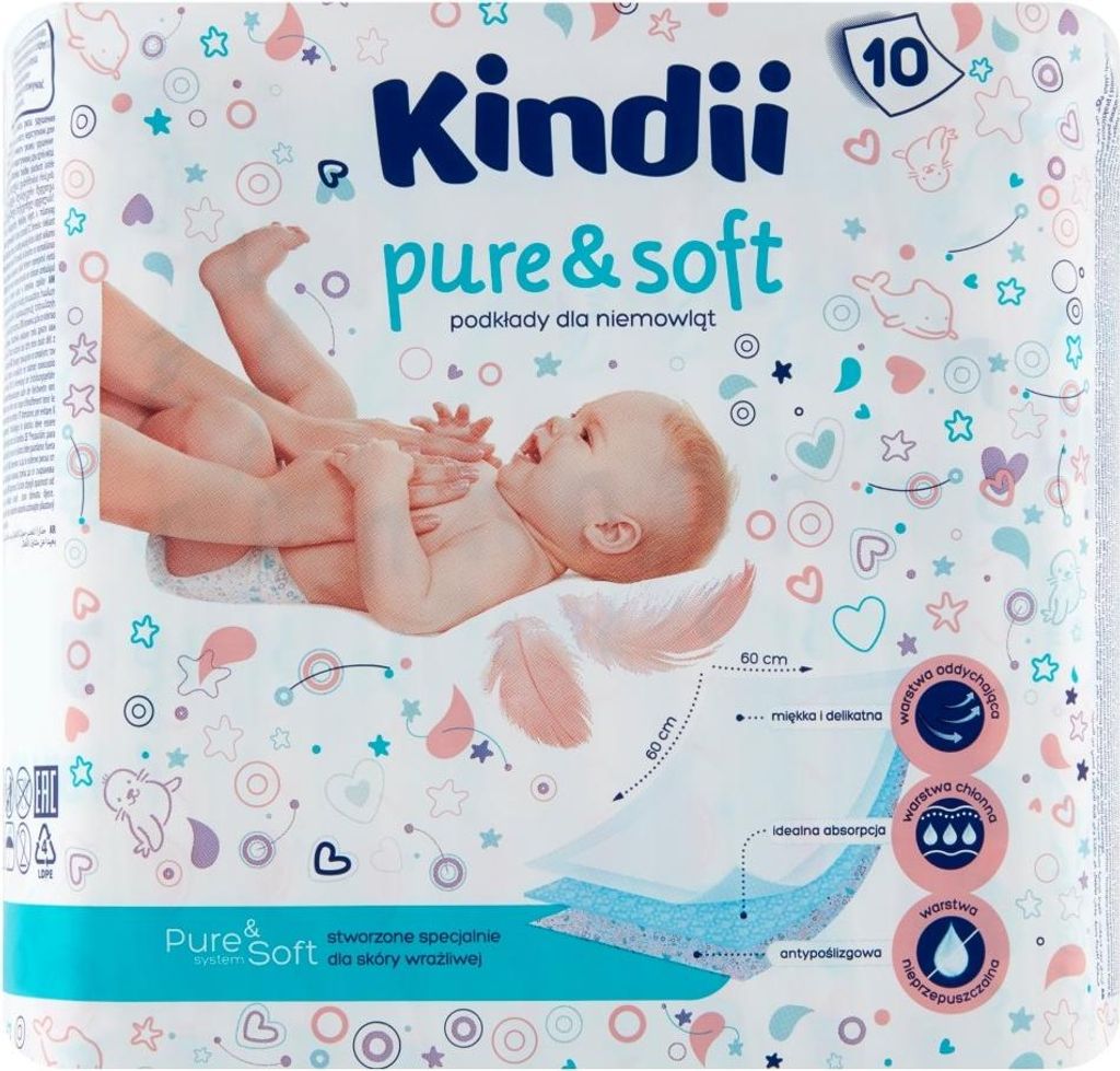 Kindi alèses 10 pièces 60x60cm Pure & Soft, alèses Image du produit 