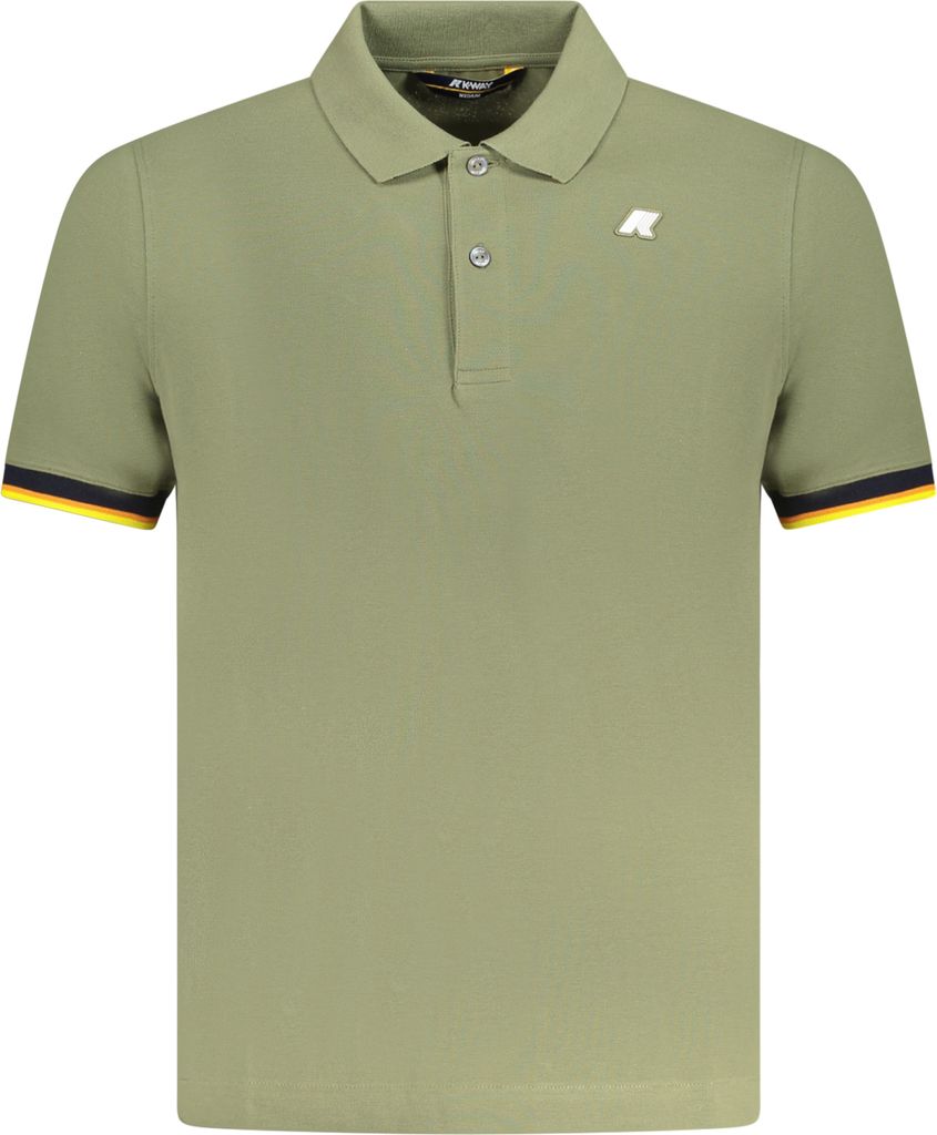 Herren Kurzarm-Poloshirt in Grün mit Kontrastdetails und Applikation