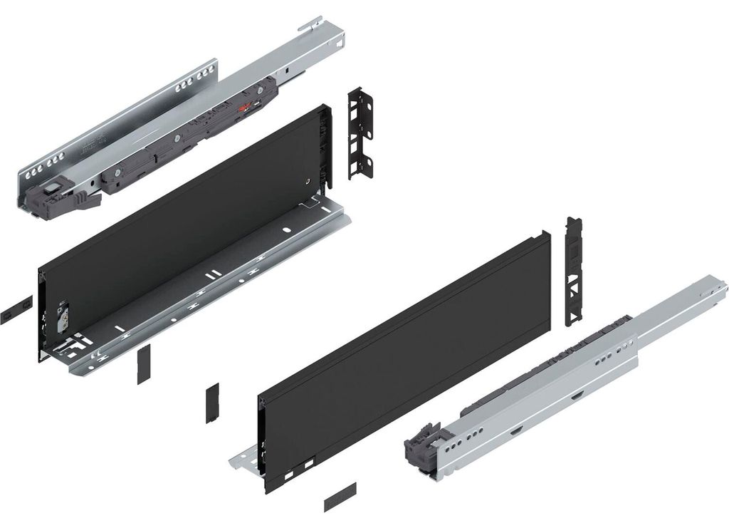Blum Legrabox pure H K Schubladenschienen Set | 1 Paar, 40kg 450mm | Tip On Vollauszug carbonschwarz