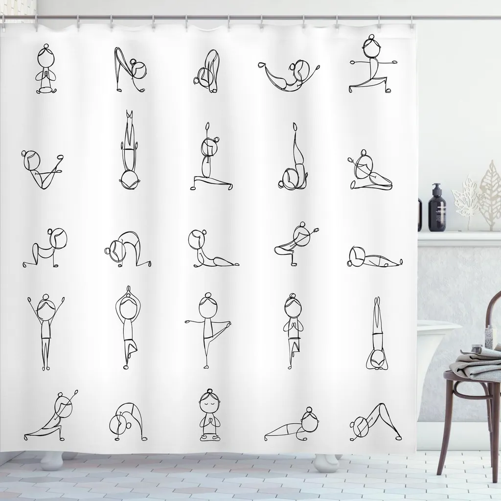 Tenda da Doccia 175x180 cm Yoga - Tessuto Lavabile ABAKUHAUS Nero