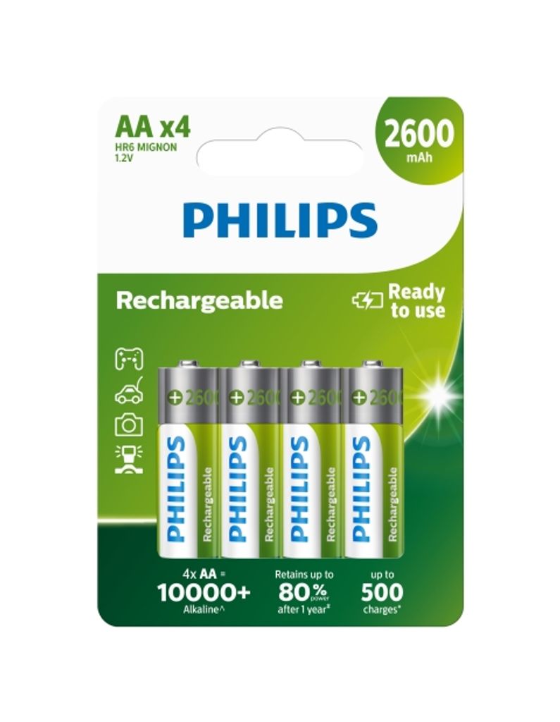 Paquet de 4 piles aa philips r6b4b260/10/ 1,2v/ Image du produit 