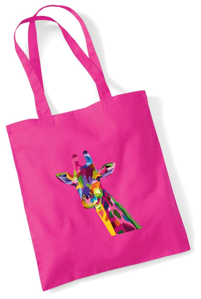 Huuraa Jutebeutel Giraffe Colorful 10 Liter Fuchsia Baumwolle Tasche Geschenkidee