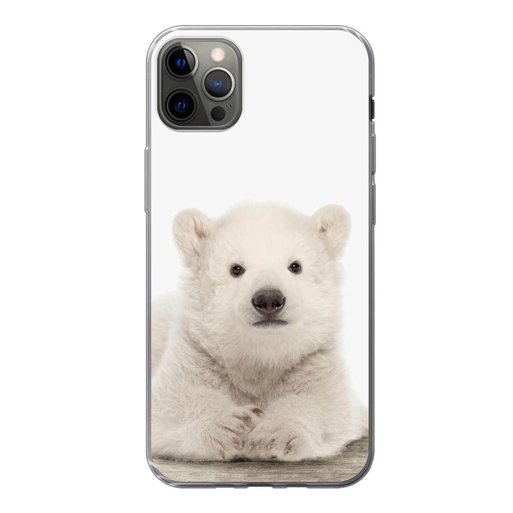 MuchoWow Handyhülle Schutzhülle Hülle für iPhone 13 Pro Max Eisbär - Tiere - Kinder - Weiß - Jungen - Mädchen Silikon Softcase Handy Hüll...