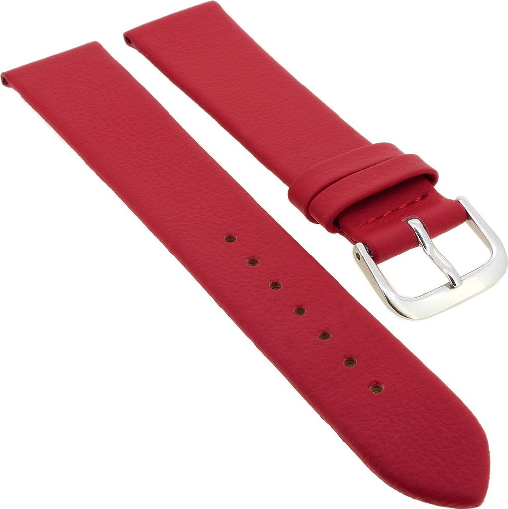 Minott Uhrenarmband | Ersatzband aus Leder in rot glatt | 33128, Stegbreite:20mm, Schließe:Silbern