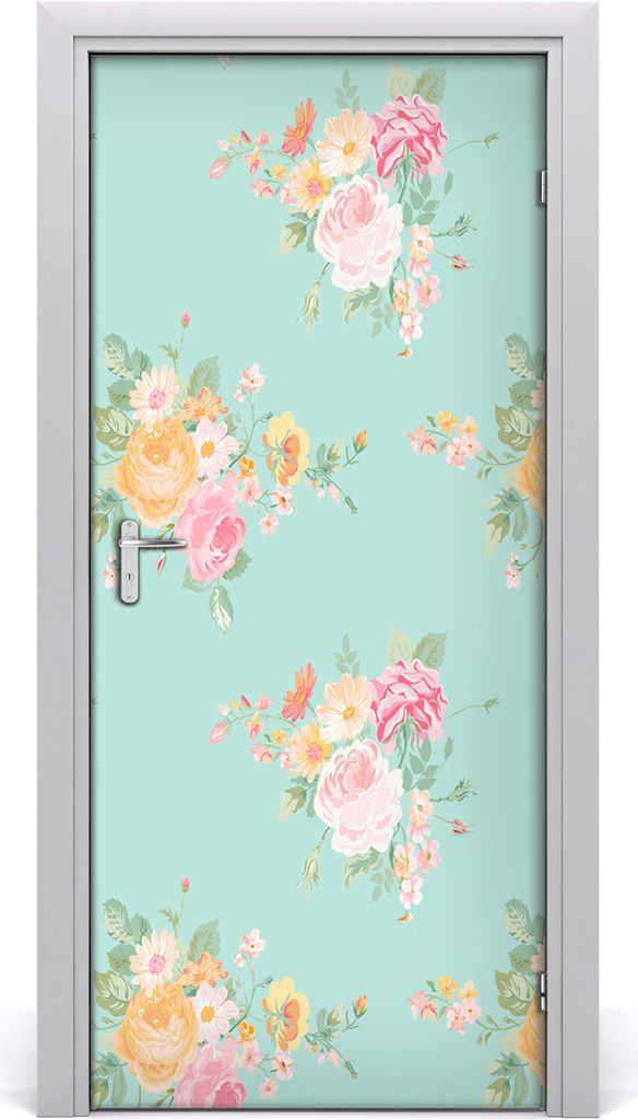 Tulup Türaufkleber 95x205 cm Dekorative Aufkleber Selbstklebend Wasserdichte Tapete Abnehmbar Schlafzimmer Wohnzimmer Wohnkultur - Blumen-Tür-Kle...