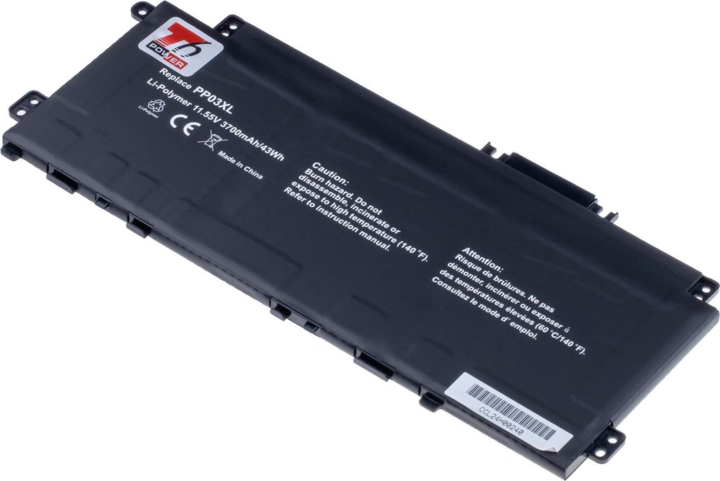 T6 Power Akku für Hewlett Packard Pavilion 14-ec1000 serie, Li-Poly, 11,55 V, 3700 mAh (43 Wh), schwarz