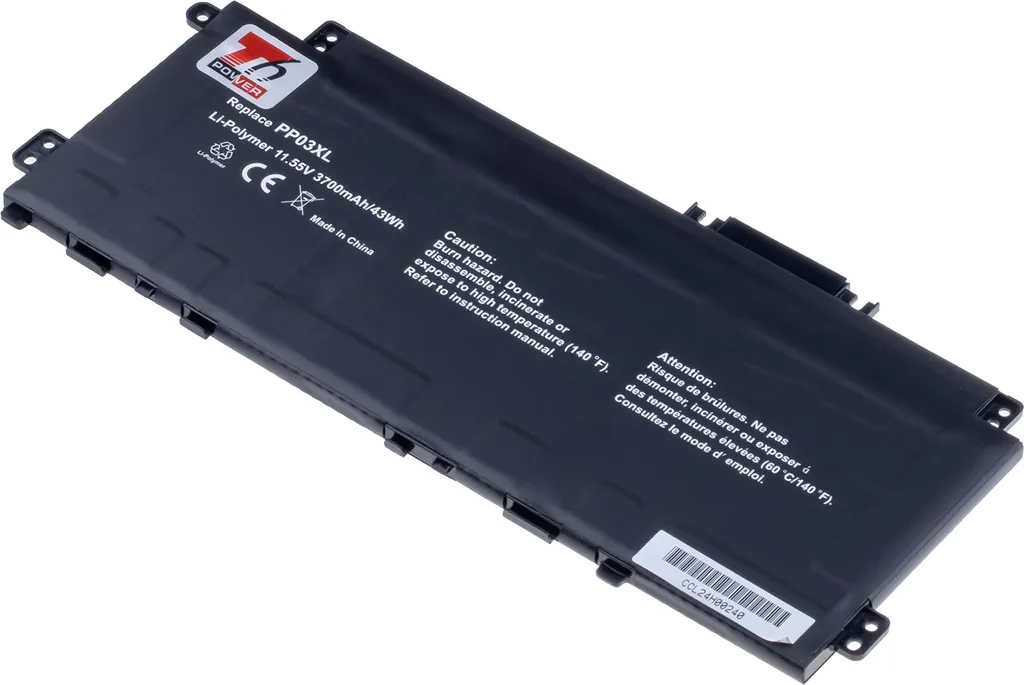 Batteria T6 Power per Hewlett Packard Pavilion 14-dv2000 serie, Li-Poly, 11,55 V, 3700 mAh (43 Wh), nero