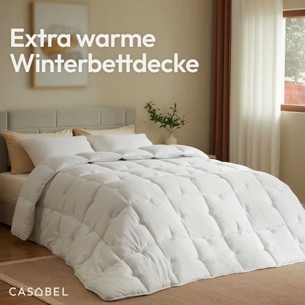 CASABEL Warme Bettdecke 2 Personen, 700gsm, 155x220cm, Weiß Produktbild 
