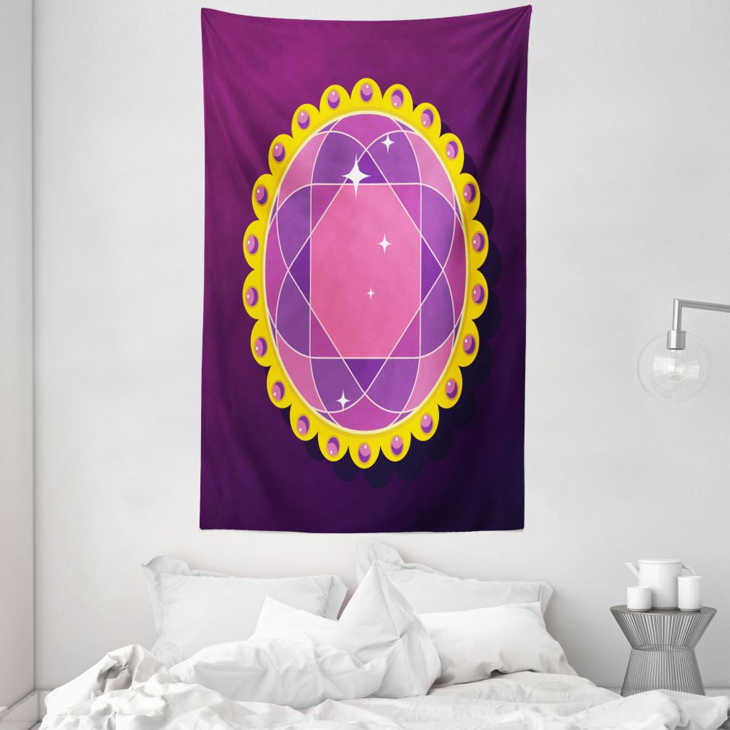ABAKUHAUS Amethyst Wandteppich und Tagesdecke, Abstrakt Runde Gem aus Weiches Mikrofaser Stoff Waschbar ohne Verblassen Digitaldruck, 140 x 230 cm,...