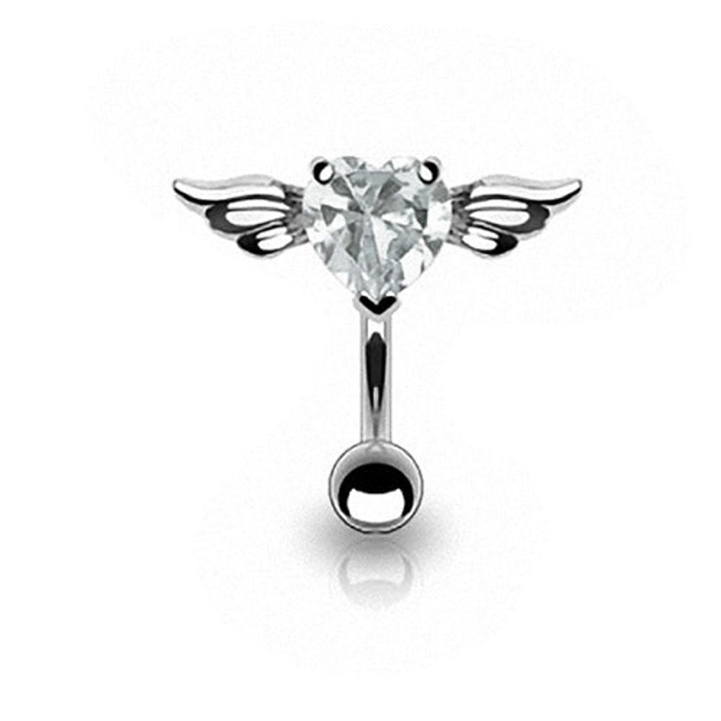 Taffstyle Bauchnabelpiercing Reverse Bauchnabelpiercing Stecker Engel Kristall Flying Heart, Clear