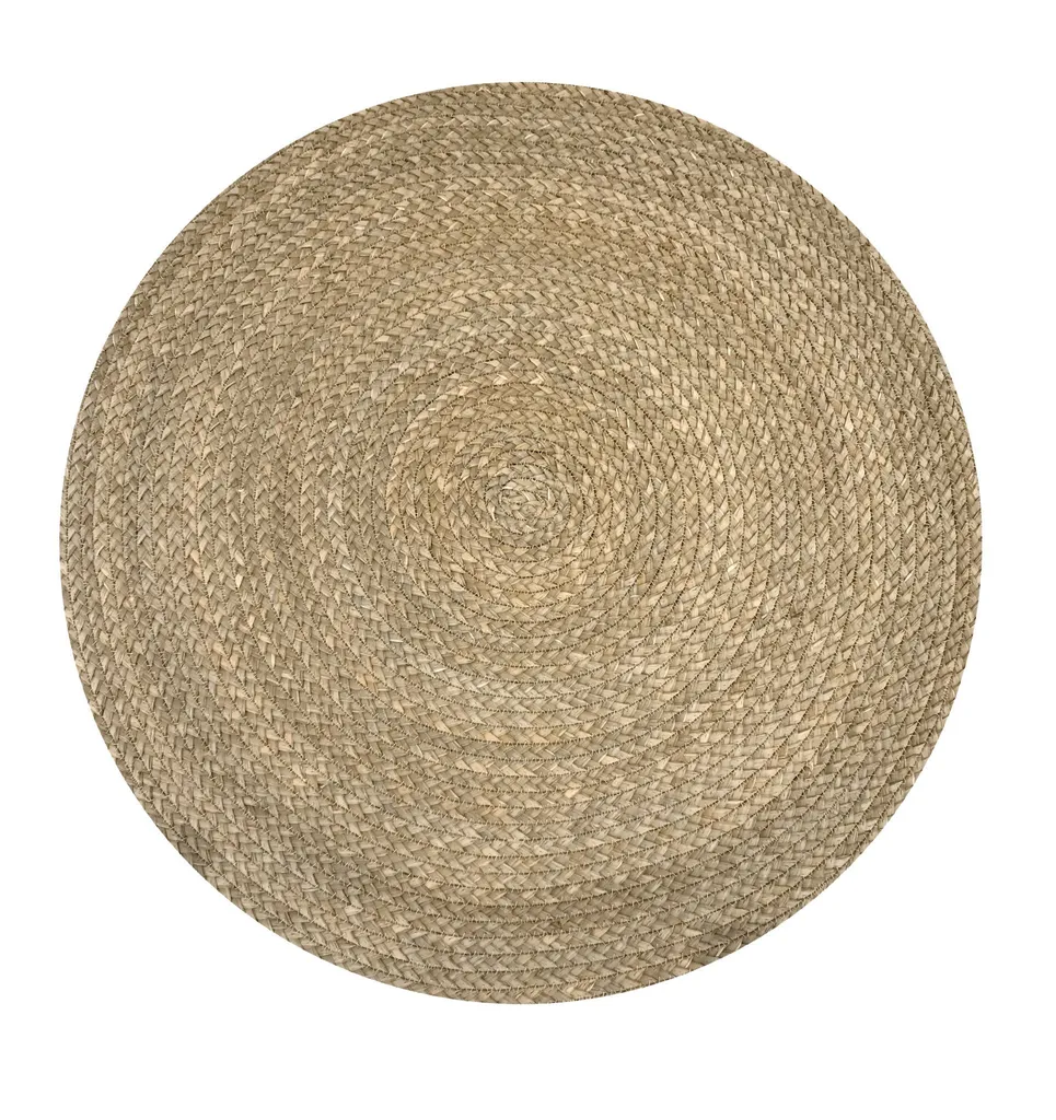 Tapis Rond en Canne Naturelle Style Oriental 150cm pour le Salon