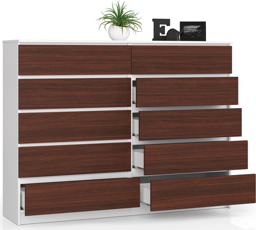 BDW Kommode, 10 Schubladen, viel Stauraum Wohnzimmer, Weiß / Venga