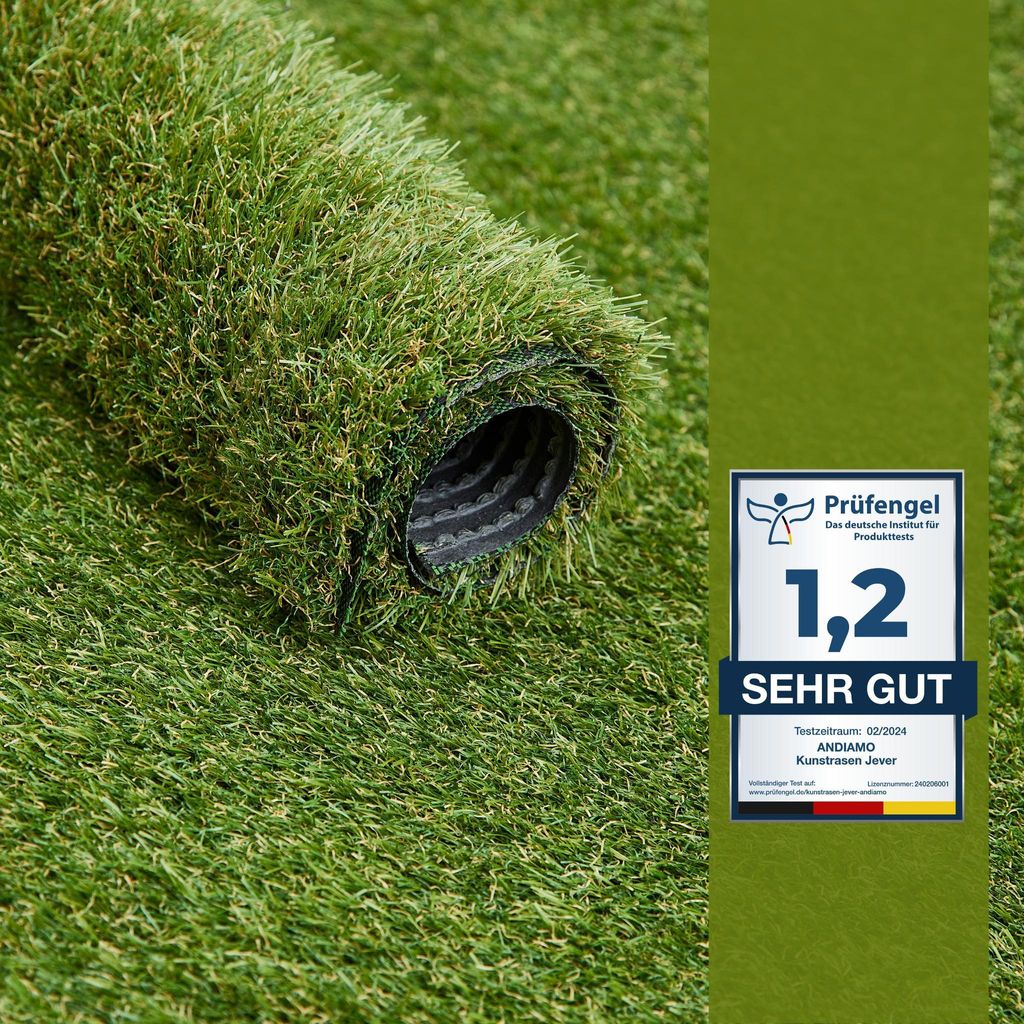 Kunstrasen Grün 200 x 400 cm 20 mm Rasenteppich Outdoor für Balkon Terrasse oder Garten