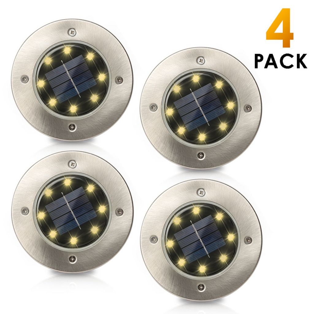 4 PCS LED Solarlampe 8Leds Solarleuchte Garten Bodenstrahler Bodenbeleuchtung DE 