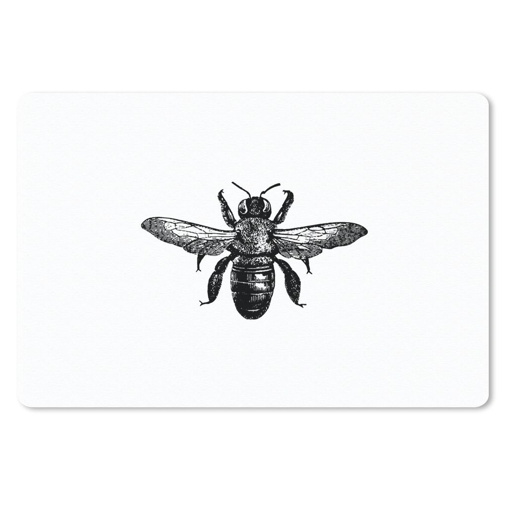 MuchoWow Mauspad Mousepad Biene - Insekt - Vintage - Schwarz und weiß 27x18 cm - Mousepads - Maus Mat - Pad - Mausunterlage - Büroartikel - Des...
