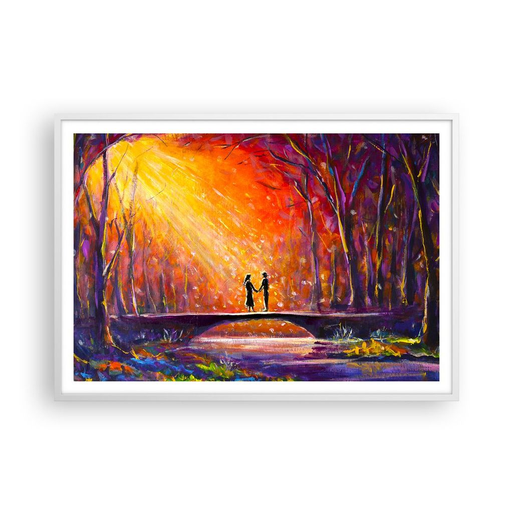 Gerahmtes Poster - Weißer Rahmen - Wald Baum Natur - 100x70 cm - Wand Bild - Wanddeko - Wandbilder - Kunstposter - Wandposter - Bilderrahmen - Bil...