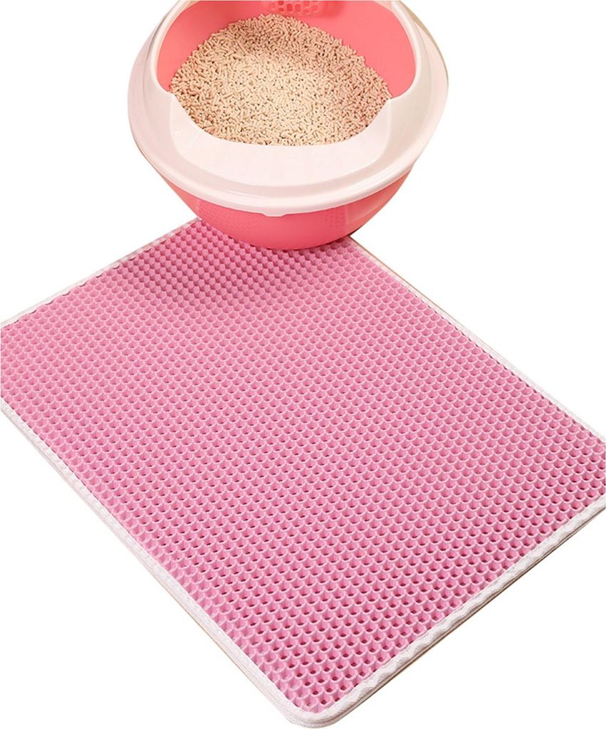 Katzenstreumatte, doppellagig, wasserdicht, rutschfest, leicht zu reinigen, zum Einfangen von Katzen, 45 x 60 cm, Rosa