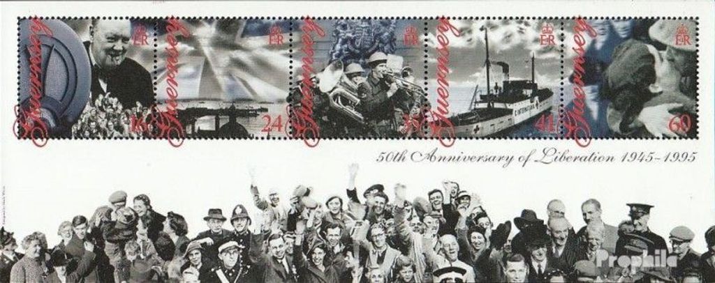 Briefmarken GB - Guernsey 1995 Mi Block14 (kompl.Ausg.) postfrisch Weltkriegsende