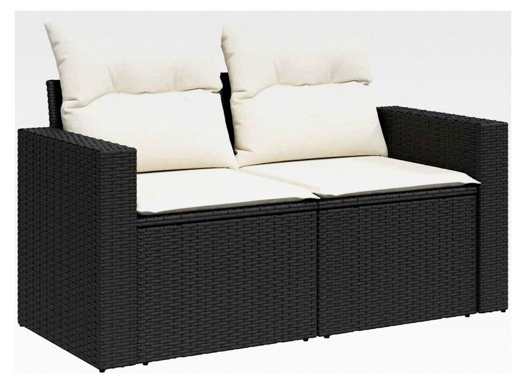 Garten-Sofagarnitur Ecksofa & Mittelsofa - Schwarz - PE-Rattan - 62x62x69 cm - für Terrasse und Innenhof