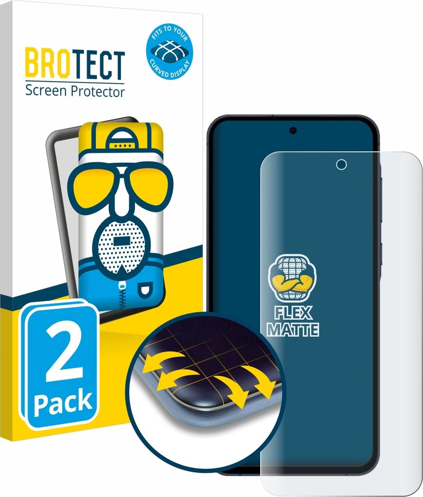 2x BROTECT Fullscreen Schutzfolie für Samsung Galaxy A55 5G Enterprise Edition Displayschutz Folie Fullcover Matt Entspiegelungsfolie