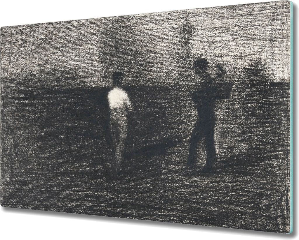 Coloray Hackbrett Küchenbrett Kochplattenabdeckung Schneidebrett Herdabdeckplatte 80x52 cm - Bauern Seurat