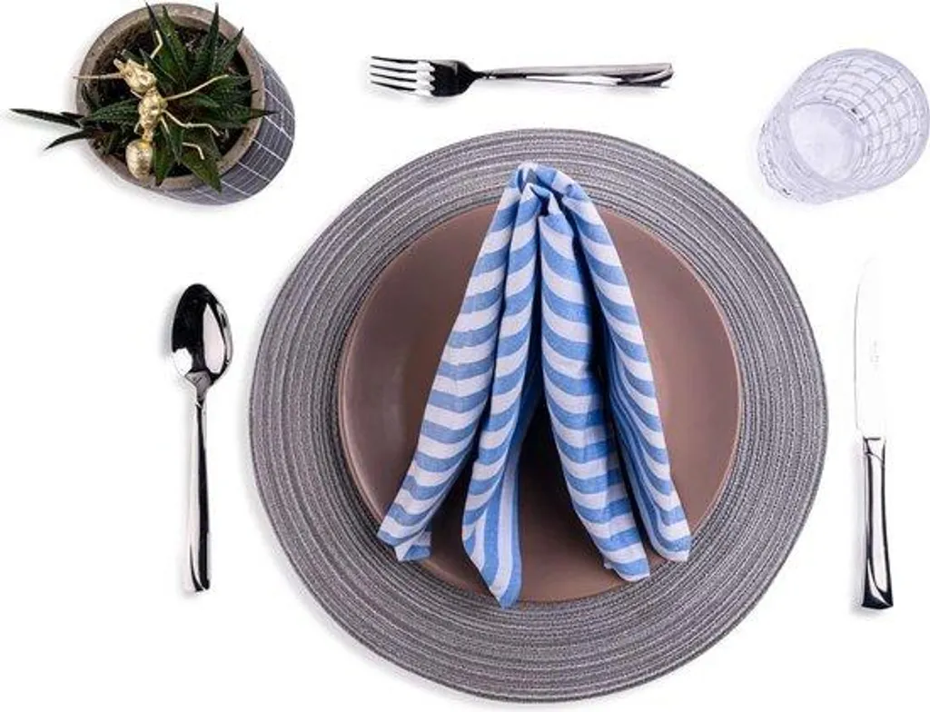 Serviettes douces coton bleu 45 cm - Finition soignée et absorption