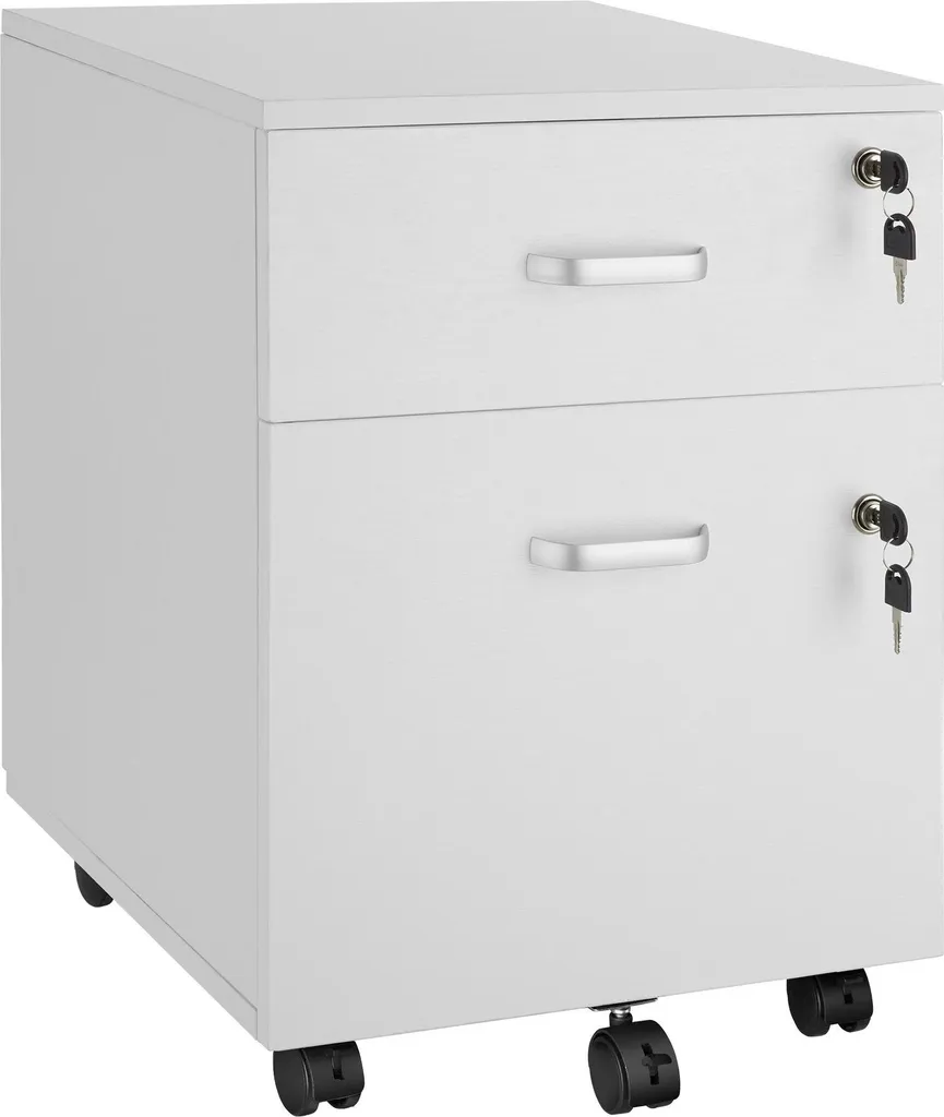 Caisson blanc VAGUR 2 tiroirs coulissants et roulettes pivotantes 360°